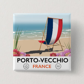 Porto-Vecchio, France beach travel poster 2 Inch Square Button