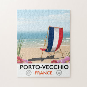 Porto-Vecchio, France beach travel poster Jigsaw Puzzle