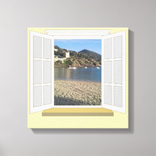 PortoBello, Italy through Window Canvas Print