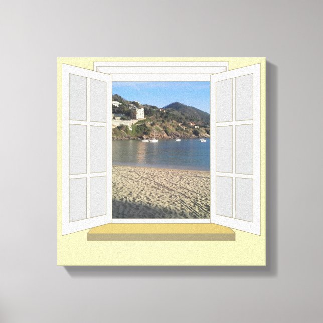 PortoBello, Italy through Window Canvas Print (Front)