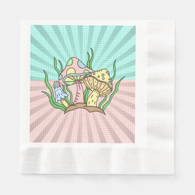 Portobello Mushroom Cute Pastel    Napkin (Front)