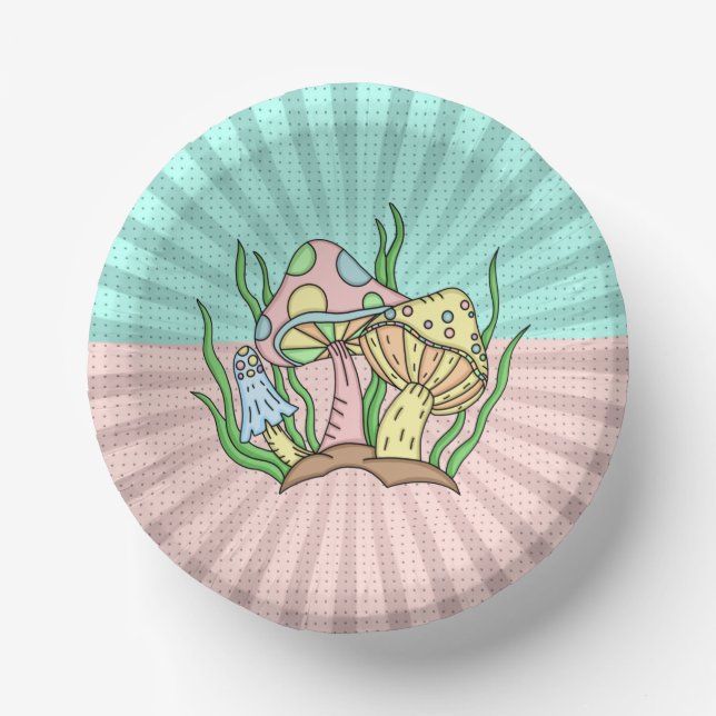 Portobello Mushroom Cute Pastel     Paper Plate (Front)