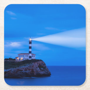 Portocolom Lighthouse Square Paper Coaster