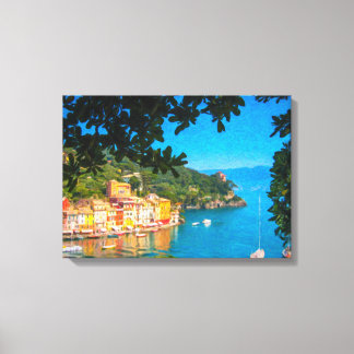 Portofino, Italy, oil painting style Canvas Print