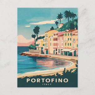 Portofino Italy Travel Watercolor Postcard