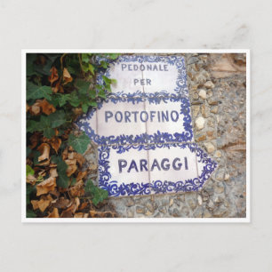 portofino paraggi sign postcard