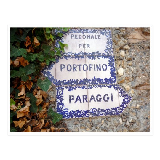 portofino paraggi sign postcard