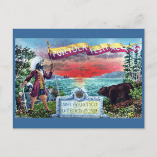 Portola Festival Explorers and Bear at SF Bay Postcard