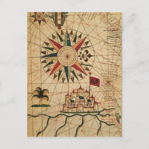Portolan Chart   Map of Cairo, Egypt Postcard