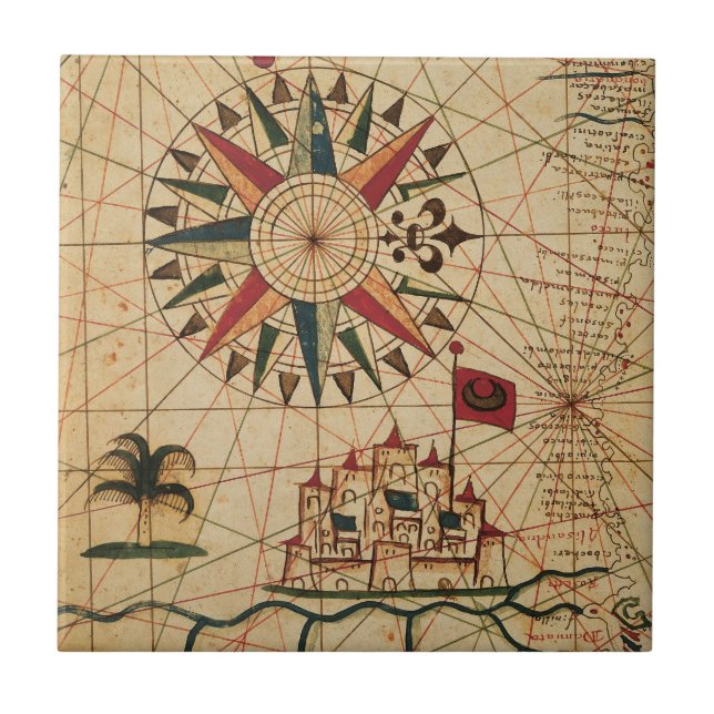 Portolan Chart | Map of Cairo, Egypt Tile (Front)