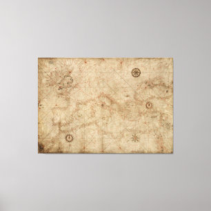 Portolan Chart of the Mediterranean circa 1500 Canvas Print