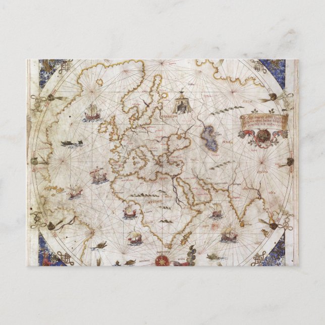 Portolan Chart of the World | 1519 Postcard (Front)