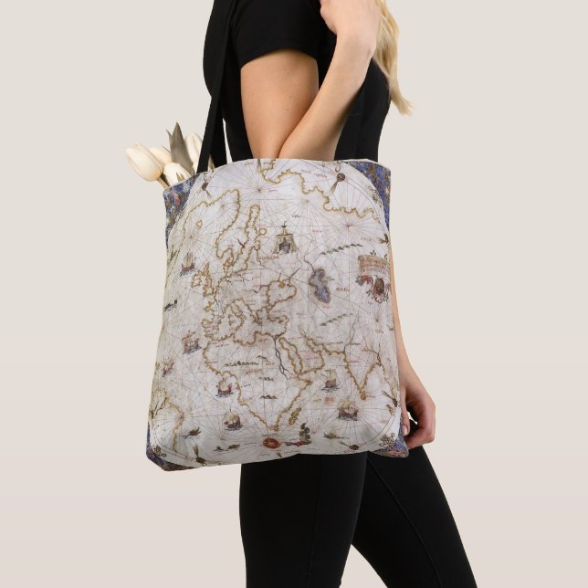 Portolan Chart of the World | 1519 Tote Bag (Close Up)