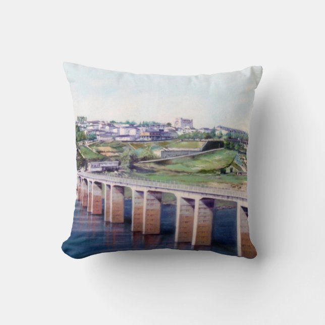 Portomarin (Lugo) Throw Pillow (Front)