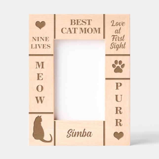 Portrait 4x6 BEST Cat MOM Ever Custom Name Etched Frames (Front)