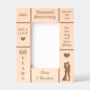 Portrait 4x6 Diamond 60th Wedding Anniversary Etched Frames