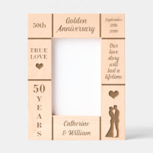 Portrait 4x6 Golden 50th Wedding Anniversary Etched Frames