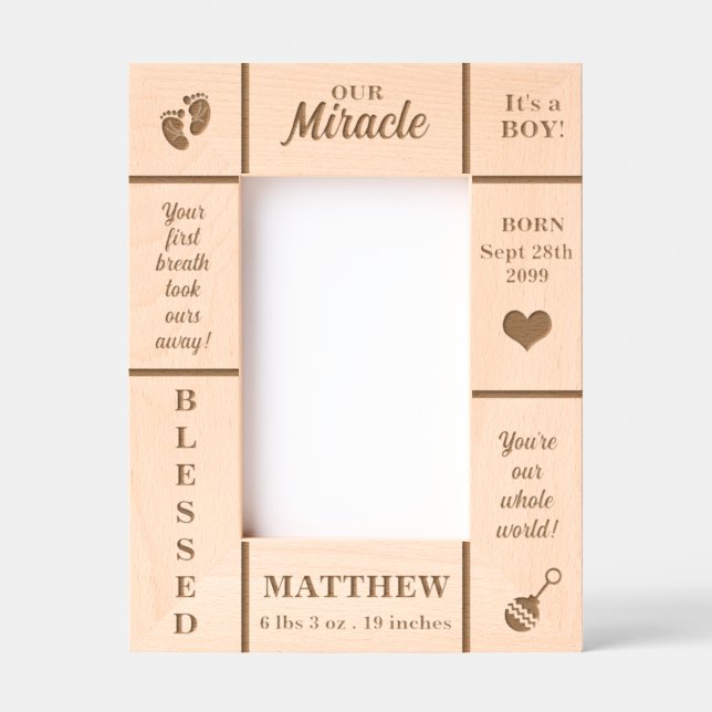 Portrait 4x6 New Baby Personalized Etched Frames (Front)