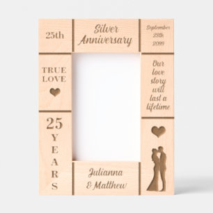 Portrait 4x6 Silver 25th Wedding Anniversary Etched Frames