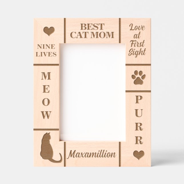 Portrait 5x7 BEST Cat MOM Ever Custom Name Etched Frames (Front)