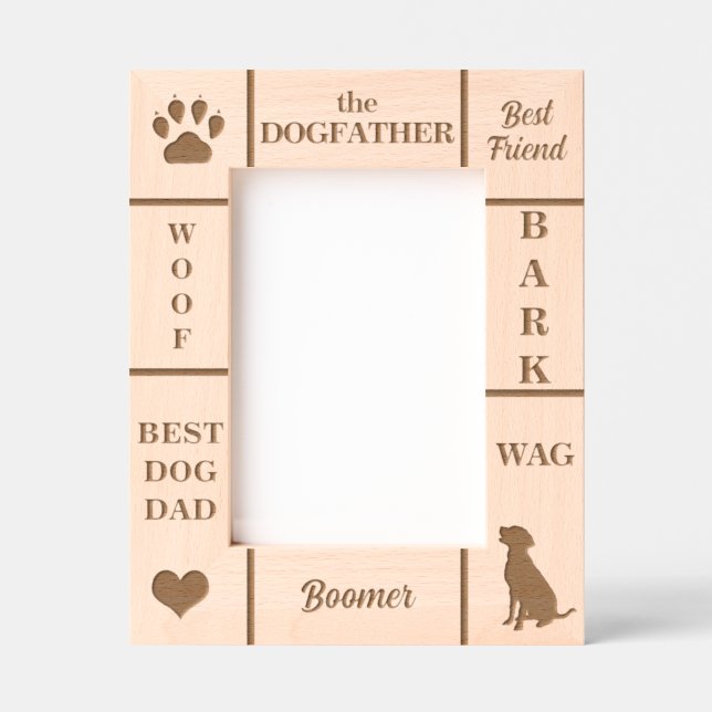 Portrait 5x7 BEST Dog DAD Ever Custom Name Etched Frames (Front)