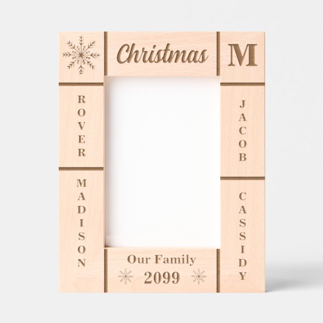 Portrait 5x7 Christmas Our Family Personalized Etched Frames (Front)