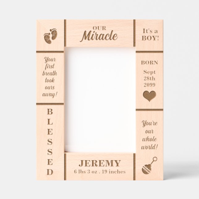 Portrait 5x7 New Baby Personalized Etched Frames (Front)