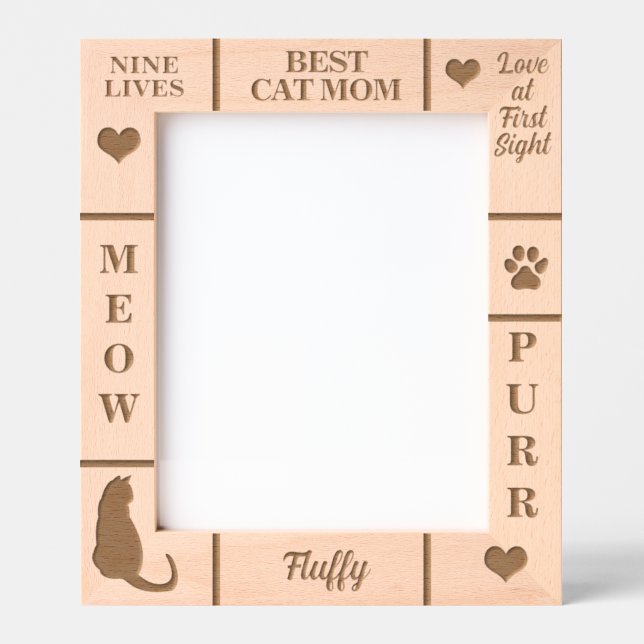 Portrait 8x10 BEST Cat MOM Ever Custom Name Etched Frames (Front)
