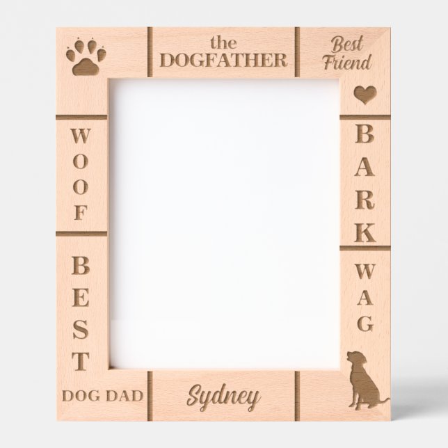 Portrait 8x10 BEST Dog DAD Ever Custom Name Etched Frames (Front)