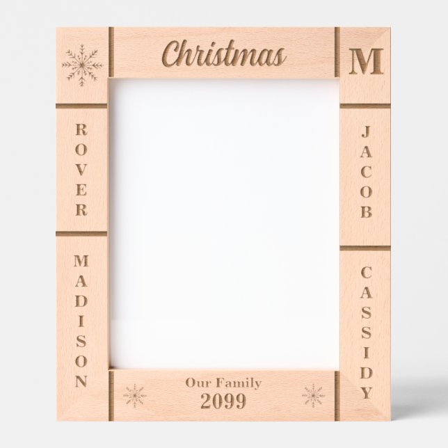Portrait 8x10 Christmas Our Family Personalized Etched Frames (Front)