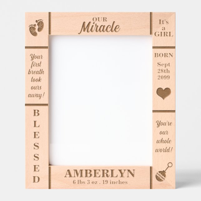 Portrait 8x10 New Baby Personalized Etched Frames (Front)