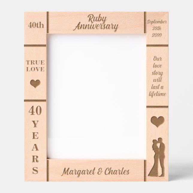 Portrait 8x10 Ruby 40th Wedding Anniversary Etched Frames (Front)