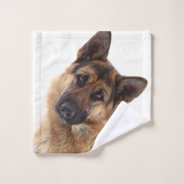 Portrait amusant et adorable de berger allemand (Gant de toilette)