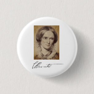 Portrait and signature of Charlotte Brontë 1 Inch Round Button