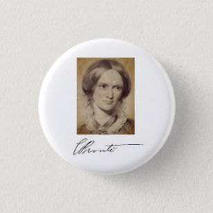 Portrait and signature of Charlotte Brontë 1 Inch Round Button