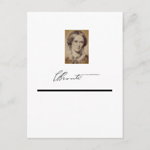 Portrait and signature of Charlotte Brontë Postcard