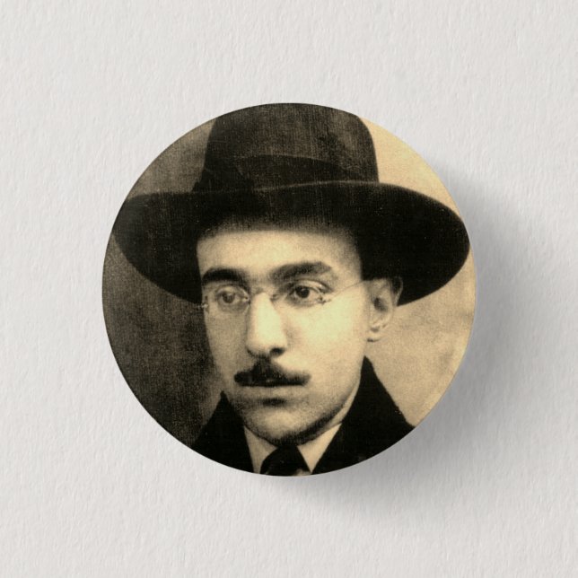 Portrait and Signature of Fernando Pessoa 1 Inch Round Button (Front)