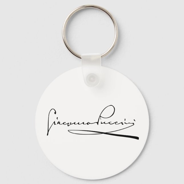 Portrait and Signature of Giacomo Puccini Keychain (Front)