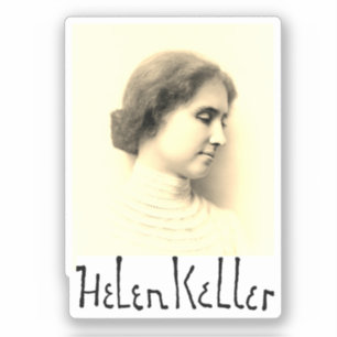 Portrait and signature of Hellen Keller