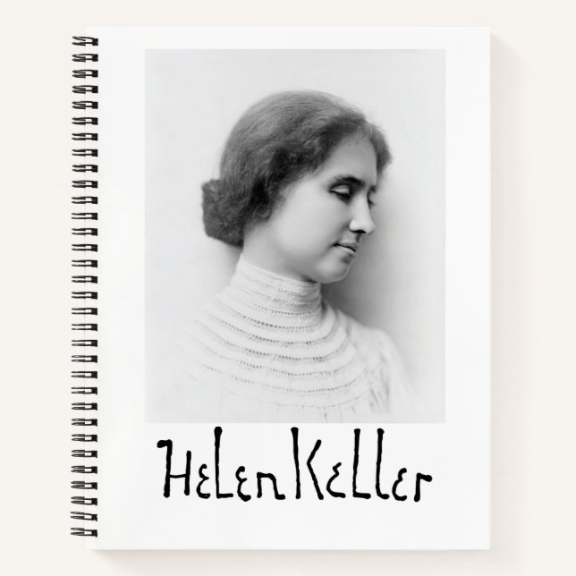 Portrait and signature of Hellen Keller Notebook (Front)