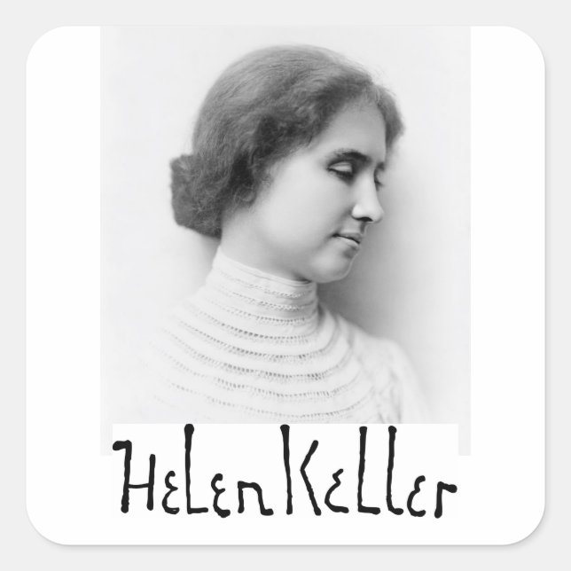 Portrait and signature of Hellen Keller Square Sticker (Front)