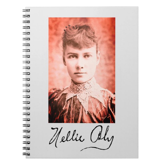 Portrait and signature of Nellie Bly Notebook (Front)