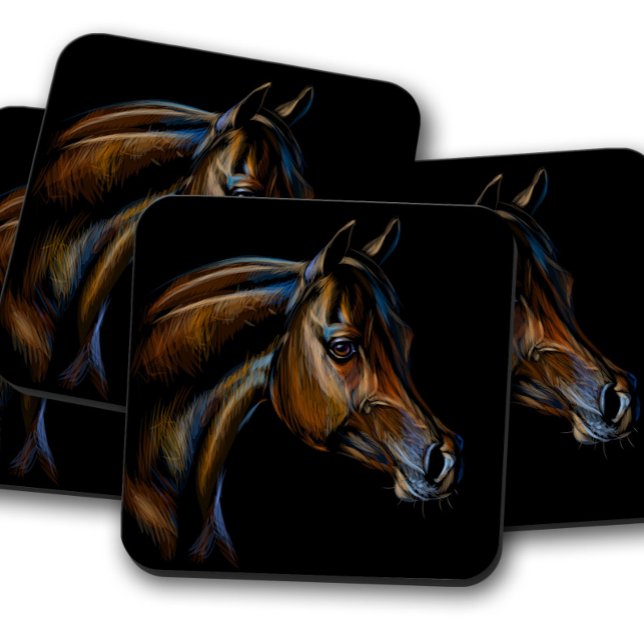 Portrait animal de cheval | Dessous de verre à che (Créateur téléchargé)