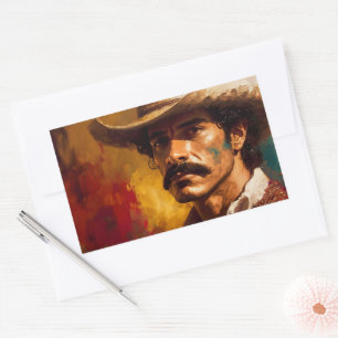Portrait art mexican hat fashion man bold sticker