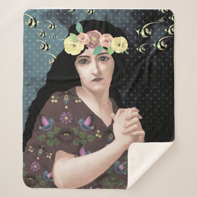 portrait art sherpa blanket (Front)