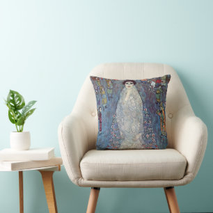 Portrait Baroness Elisabeth Bacchofen Echt, Klimt Throw Pillow