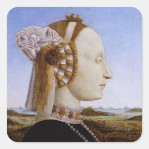 Portrait Battista Sforza Piero Francesca medieval Square Sticker
