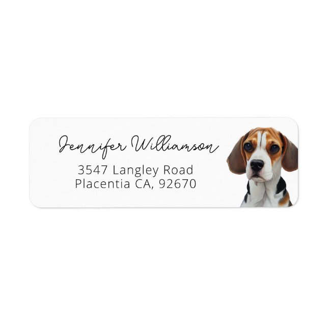 Portrait Beagle mignon Adresse de retour simple (Devant)