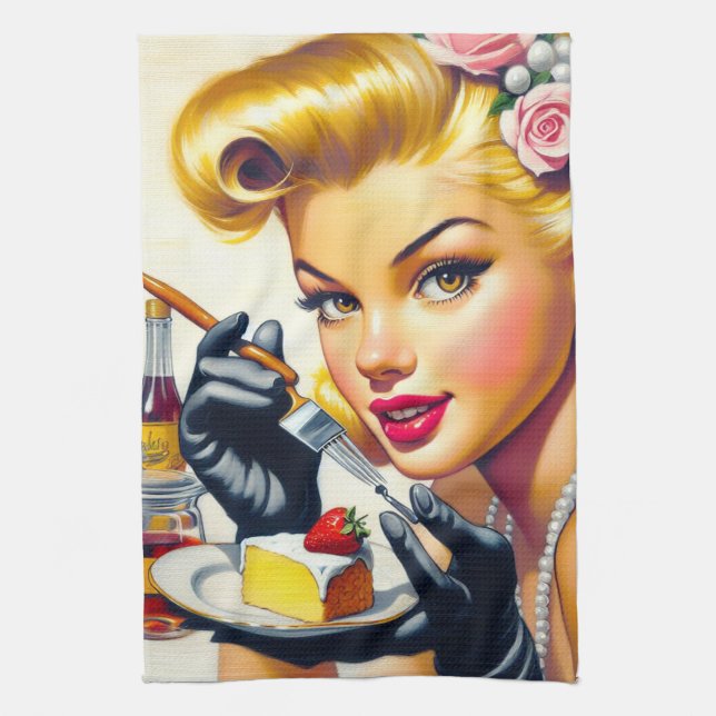 Portrait Beautiful Pin Up Kitchen Towel (Vertical)