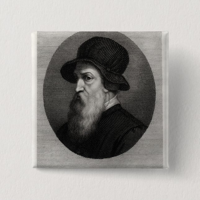 Portrait Benvenuto Cellini  engraved by 2 Inch Square Button (Front)